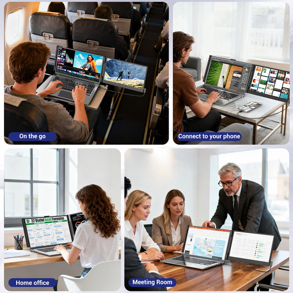 Laptop Screen Extender, 14” FHD 1080P IPS Dual Screen Laptop, Portable Monitor for 13-17.3” Laptops, Plug & Play Portable Screen for Windows/Mac/Android/Switch/PS5 with USB C/HDMI Port