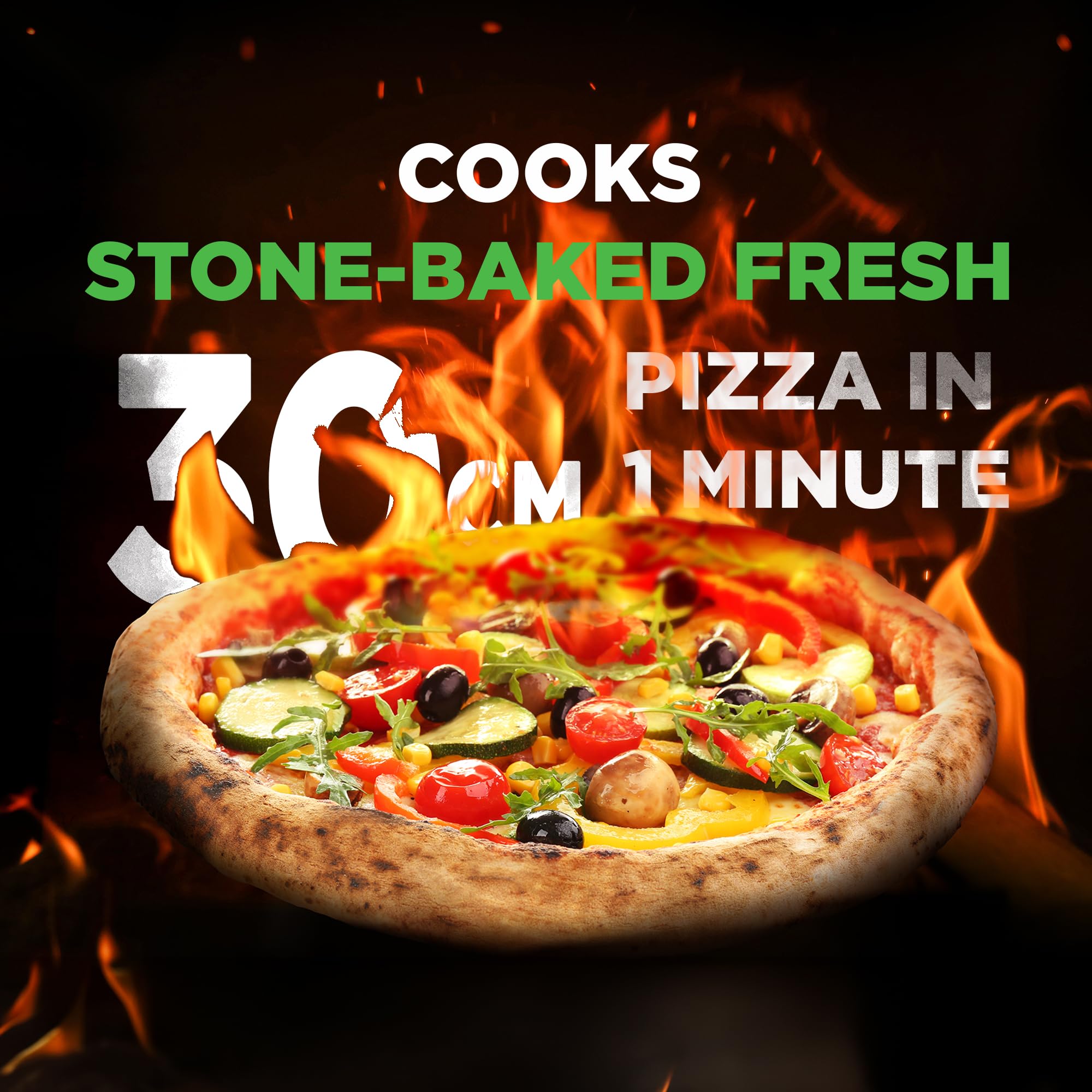 NutriChef Table Top Portable Outdoor Pizza Ovens – 12 inch Gas Pizza Oven, 360° Rotating Pizza Stone, Quick Heating Pizza Maker, Stainless Steel Pizza Grill, Ready Pizza in 60 Seconds, [Long Handle]