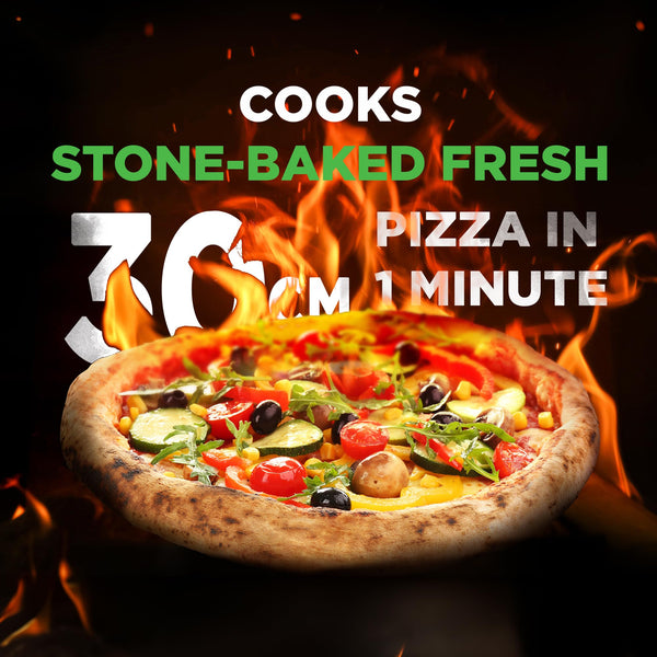 NutriChef Table Top Portable Outdoor Pizza Ovens – 12 inch Gas Pizza Oven, 360° Rotating Pizza Stone, Quick Heating Pizza Maker, Stainless Steel Pizza Grill, Ready Pizza in 60 Seconds, [Long Handle]