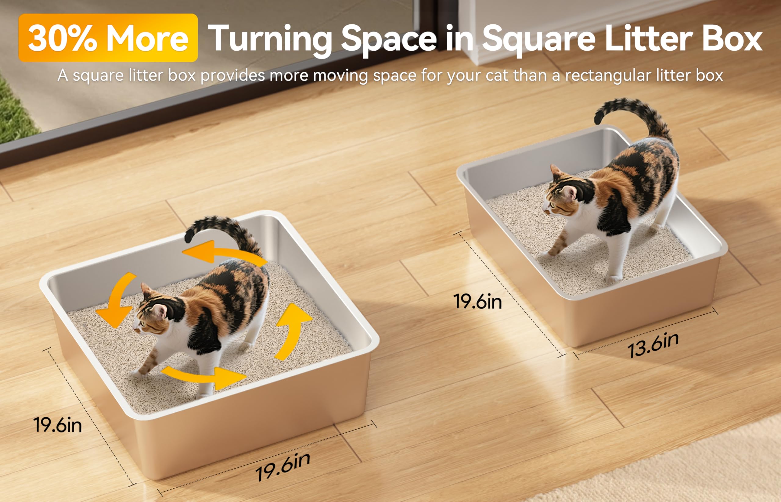 MeoWant Cat Litter Box Stainless Steel, Enclosed Litter Pan for Big Cat with Cloth Cover Canopy, Never Absorbs Odor, Non Stick Surface, XXL Extra Large Litter Tray, Detachable, Easy Clean, White