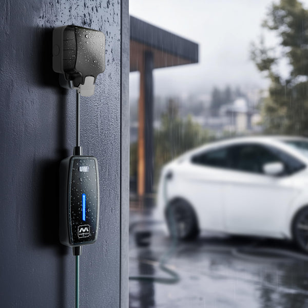 Masterplug EV Charging Cable for Electric and Hybrid Vehicles, 5 Metres, Mode 2, 3 Pin UK Plug to Type 2 Car Charger, 2.4kW, EVCM221005