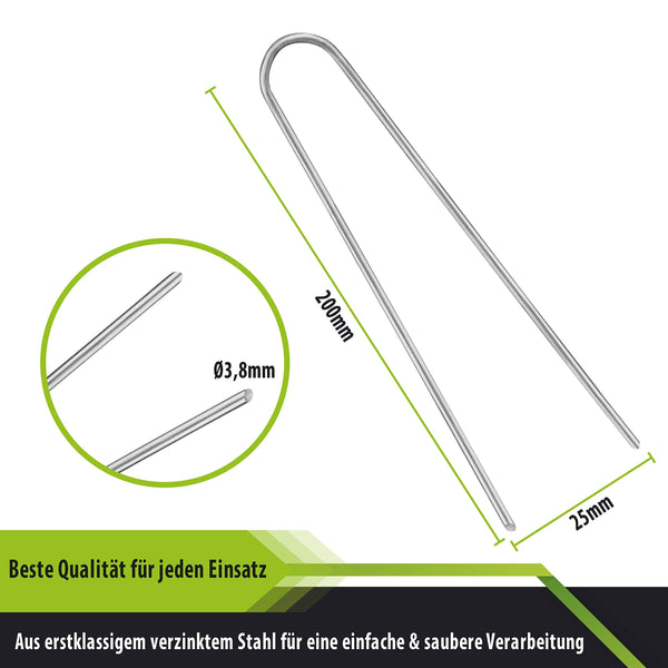 250x Anti-ROST ground anchors - round head | ground pegs | ground anchors of galvanised steel for fixing weed fleece | garden fleece | weed foil |