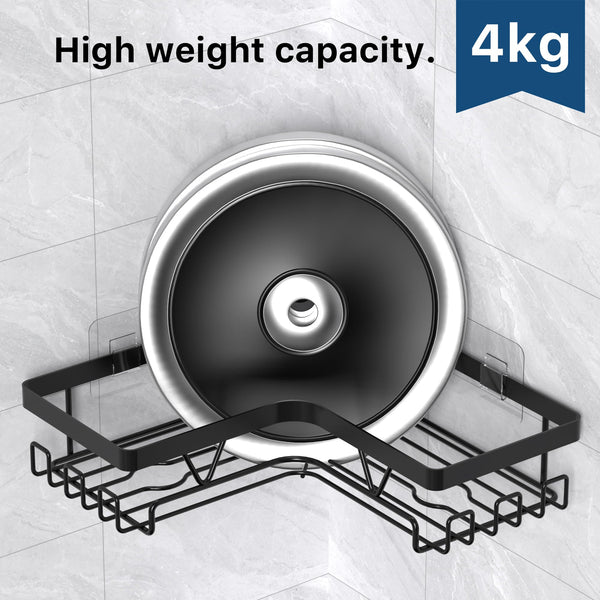 Kegii Telescopic Shower Caddy Corner - Stainless Steel Shower Shelf No Drilling Bathroom Caddy with Soap Holder and Hooks(White), On The Bath or Stand Up Shower