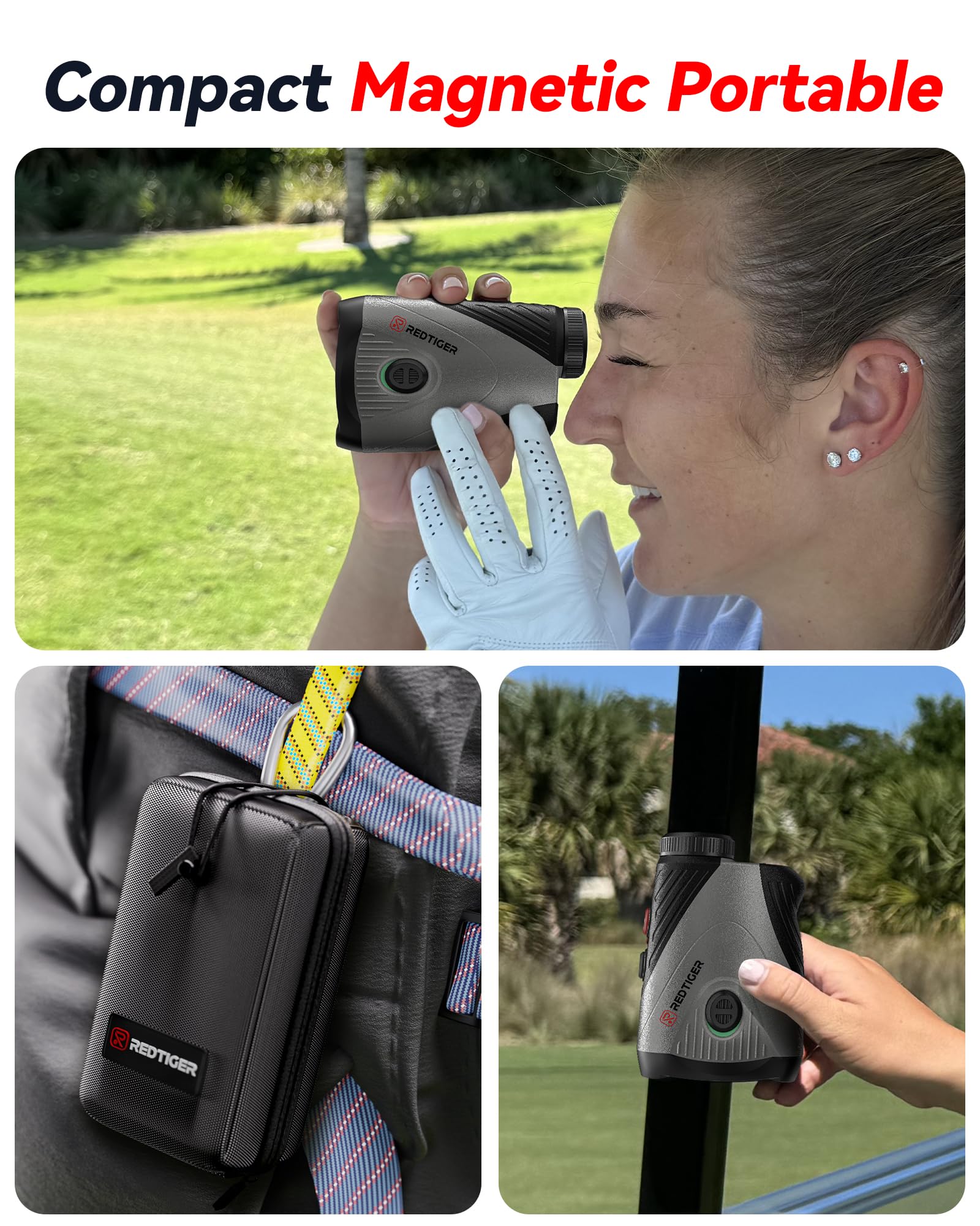 Golf Rangefinder with Slope On/Off,1200 Yards,7X Magnification Laser Range Finder Golf, Flag Pole Lock Vibration, Rechargeable & Magnetic Suction
