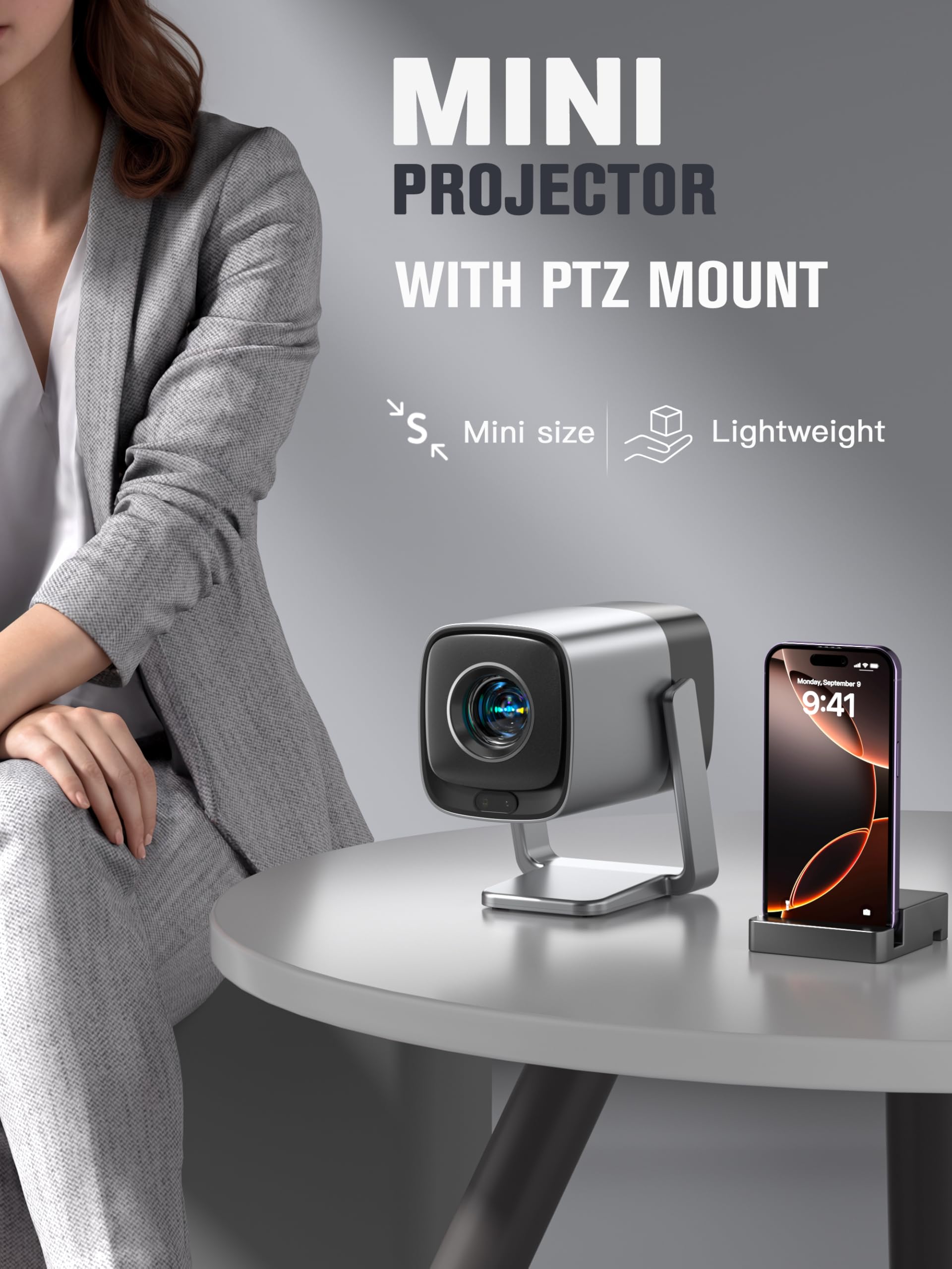 [Netflix Official & TOF Real-time Focus] XuanPad Mini Smart Projector – Native 1080P, WiFi & Bluetooth, Auto Keystone Correction, 3D Dolby Audio, 210° Adjustable Stand for Home Movie Projector