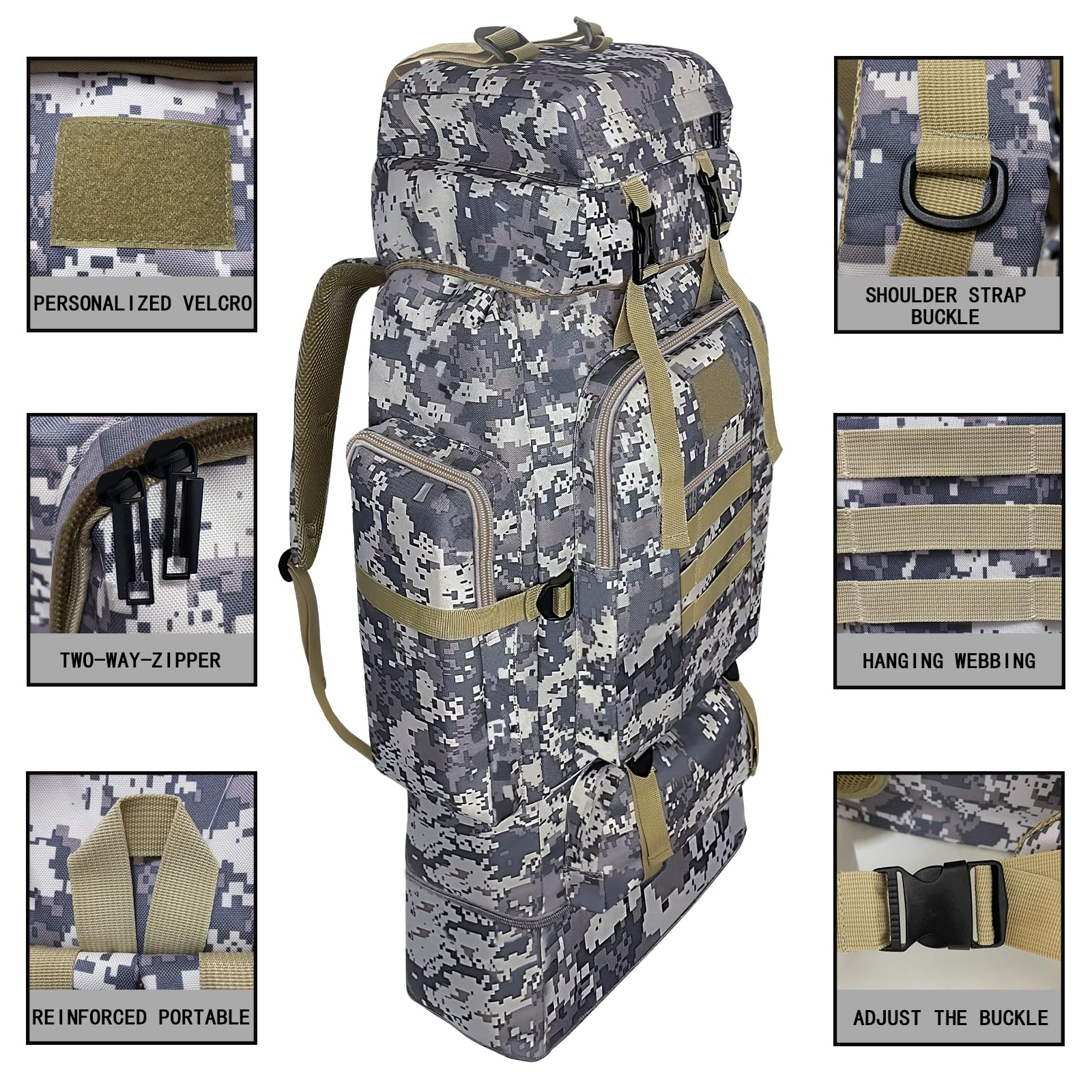 Wesoke 80L 100 liters Camping Hiking Backpack for Men, Extra Large Survival Hunting Backpack, Waterproof Big Molle Military Tactical Rucksack, Oversized Outdoor Sport Travel Daypack