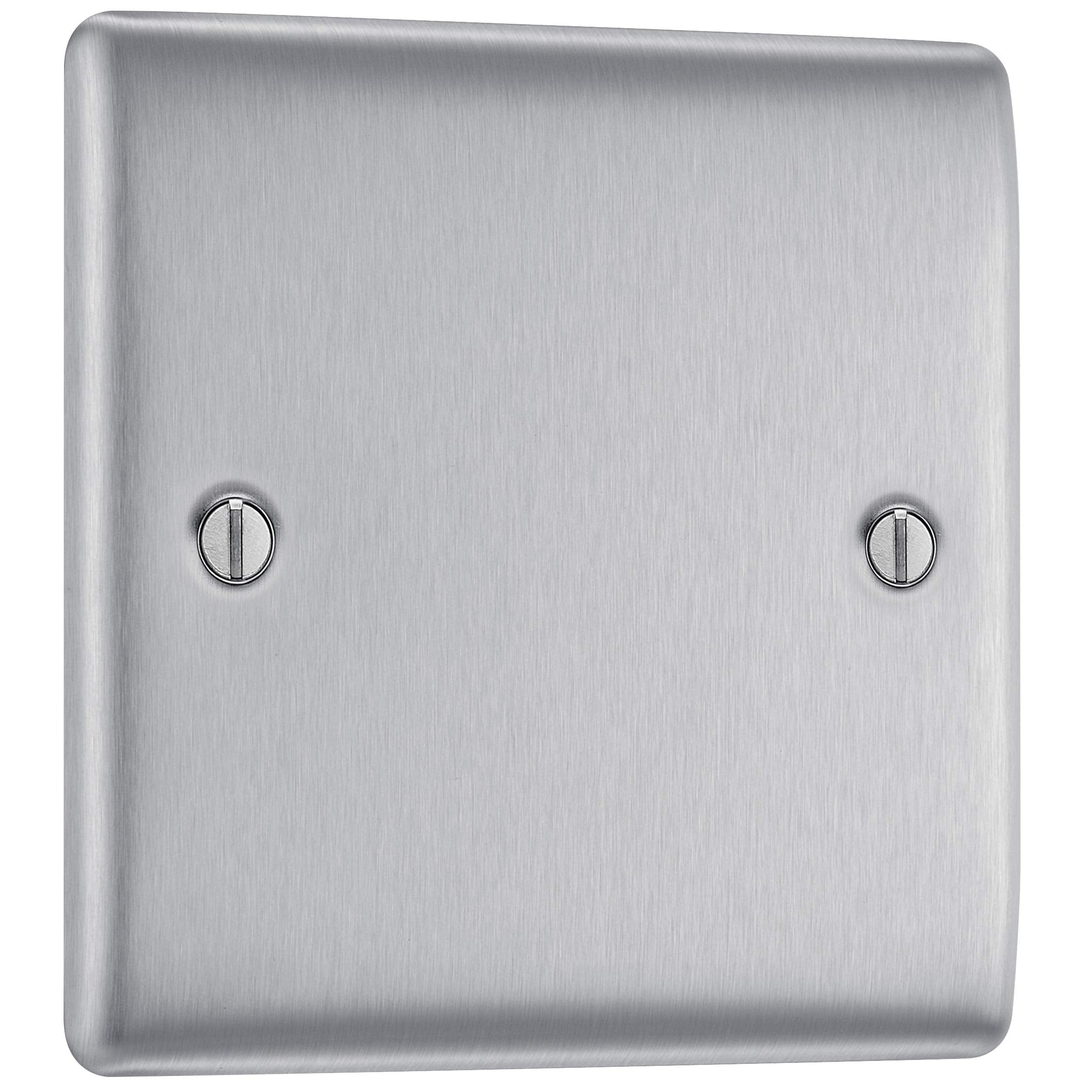 BG Electrical Cooker Switch with Socket and LED, Cooker Control Unit, Control Socket, Double Pole, Raised Profile, Round Edges, Nexus Metal, Brushed Steel, Grey Inserts, 45A, NBS70G