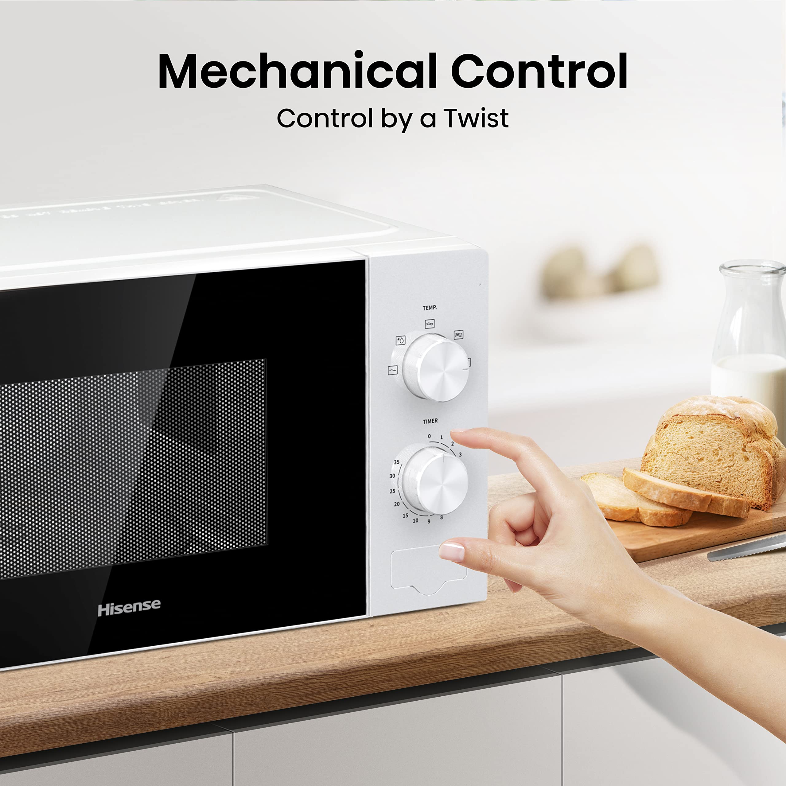 Hisense H23MOBSD1HUK 23 Litre 800W electronic Microwave with Auto Defrost, Digital Display, Smart Cook, Multi level cooking and Easy Clean- Black