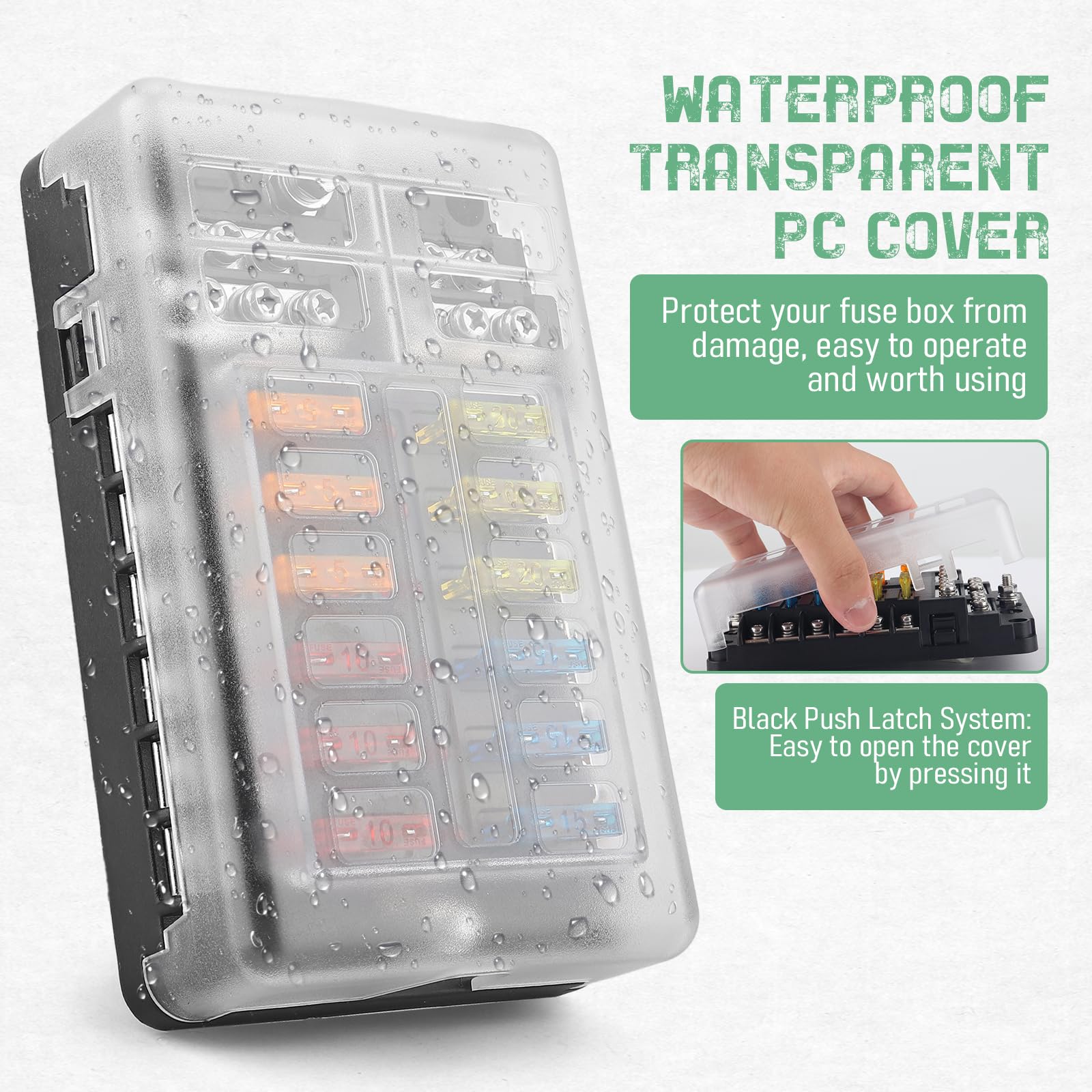 Chelhead 6 Way Boat Fuse Block with LED Indicator 6 Circuit Blade Fuse Blocks 12 Volt Automotive Waterproof with Negative Bus Suitable for 12V/24V Car RV Trailer Truck