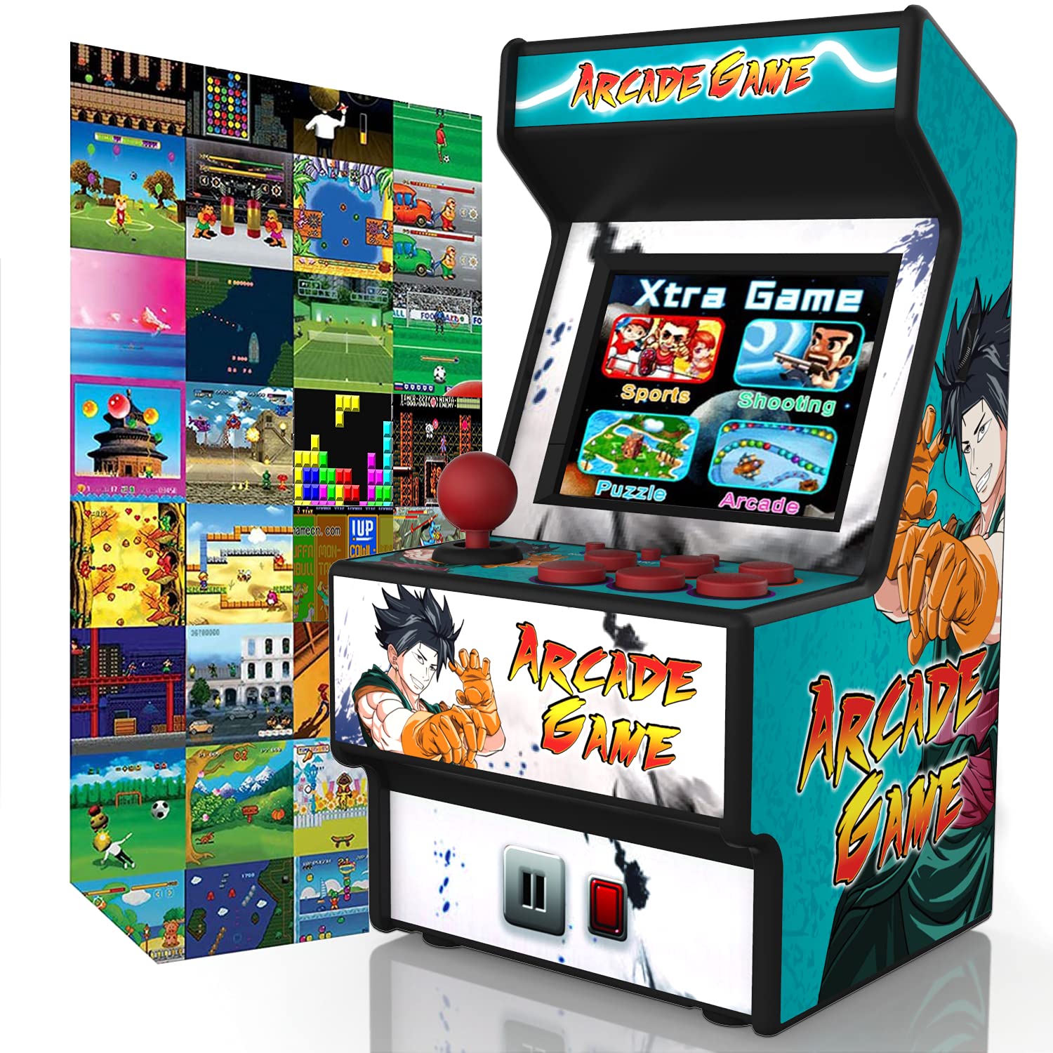 Mini Arcade Machine, 156 Built-In 16-Bit Games, 2.8” Full Colour Screen, 8-Way Joystick, Handheld Retro Games Console – Gaming by Golden Security!