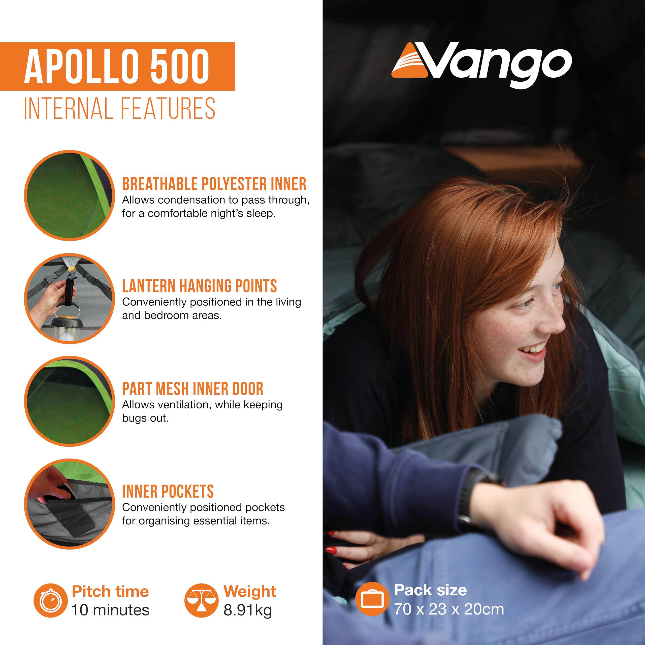 Vango Apollo 500 Dome Zelt – 5 Man Zelt [Amazon Exclusive]