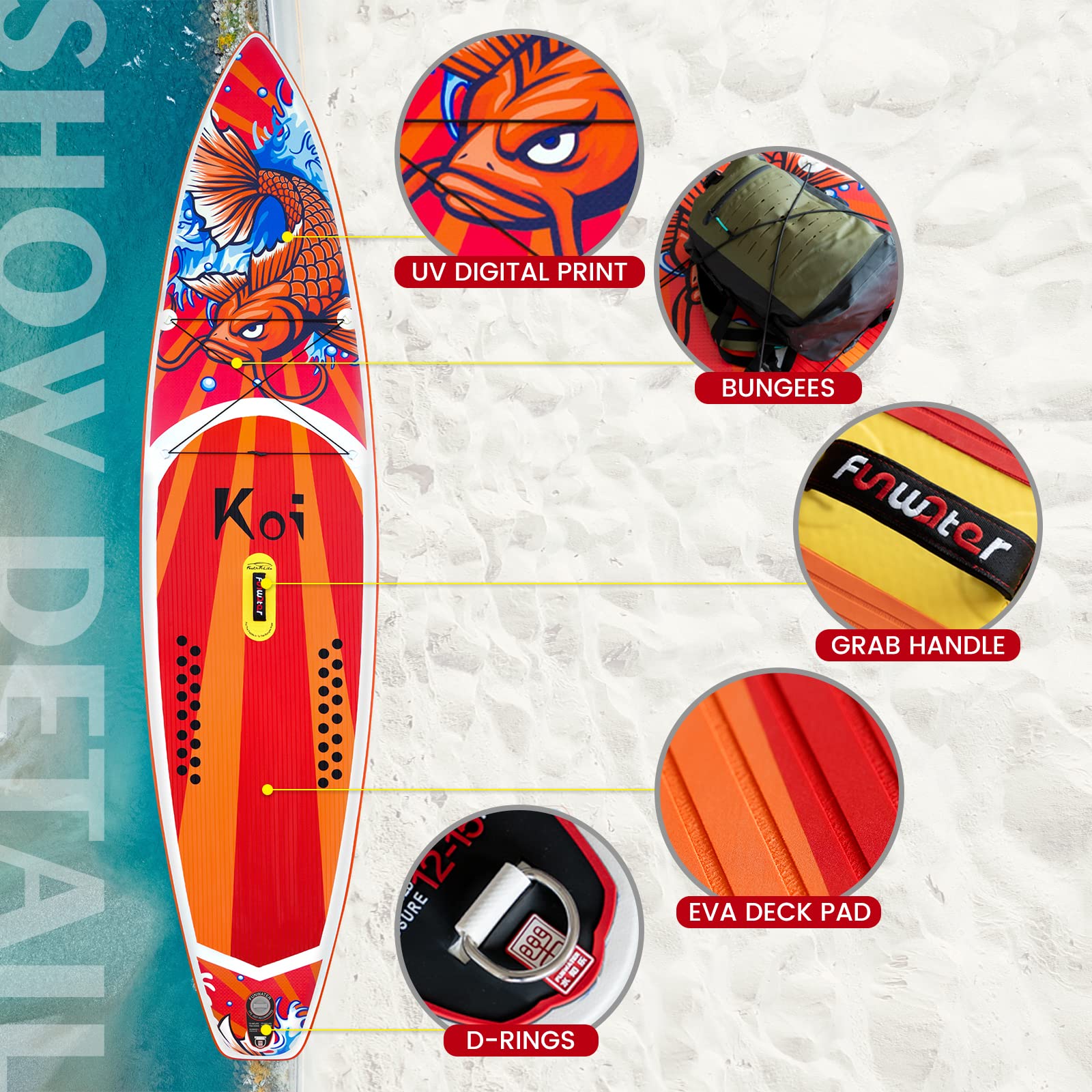 FunWater Inflatable Stand Up Paddle Board with Accessories,SUP Paddle Board Ultra-Light Includes ISUP,Adjustable Paddle,Pump,Dry Bag,Fin,Leash,Paddle Boards 11 FT for Youths and Adults