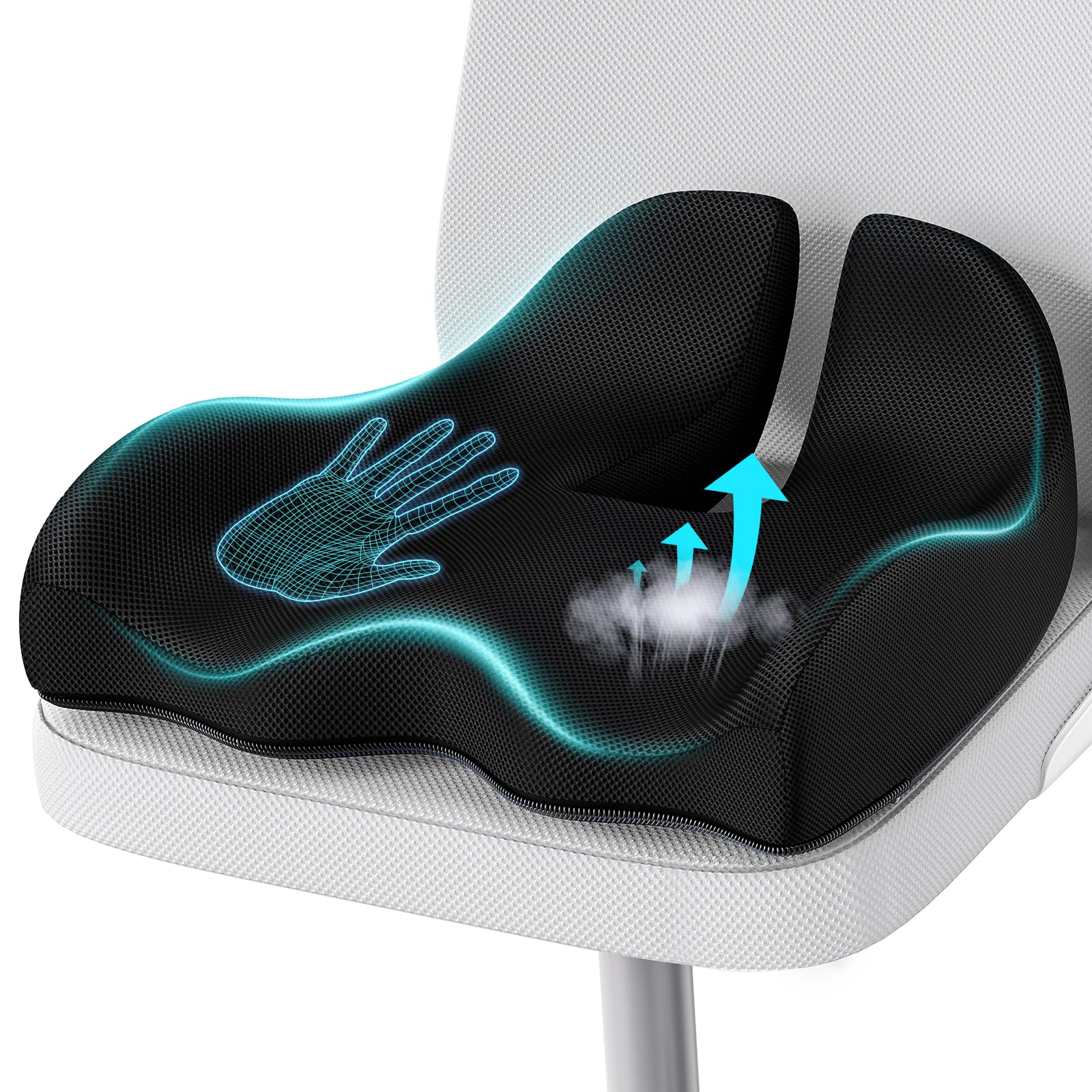 A-Pce Large Memory Seat Cushion for Office Chair Pressure Relief Sciatica & Tailbone Pain Relief Memory Foam Firm Coccyx Pad for Long Sitting, for