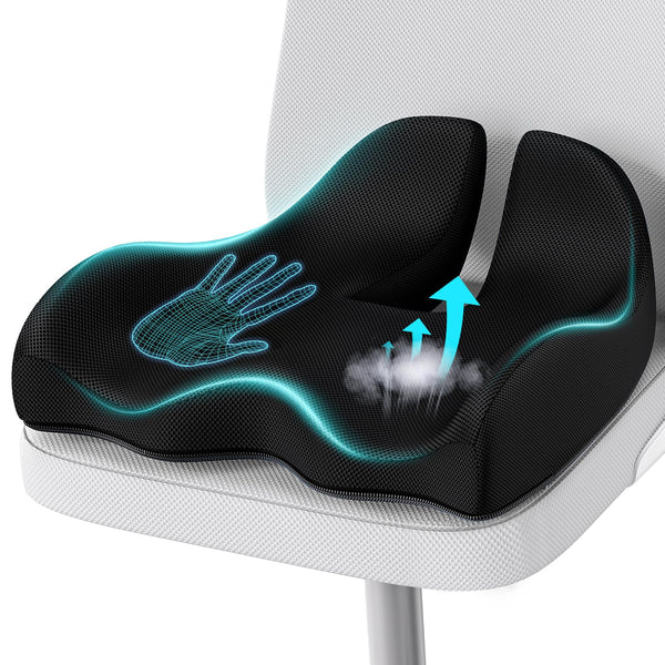 A-Pce Large Memory Seat Cushion for Office Chair Pressure Relief Sciatica & Tailbone Pain Relief Memory Foam Firm Coccyx Pad for Long Sitting, for