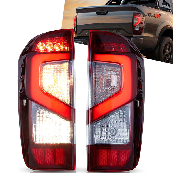 VLAND LED Tail Lights Compatible with 2014-2023 Nissan Navara/Frontier D23, Rear Lights with DRL and Turn Signal, Red