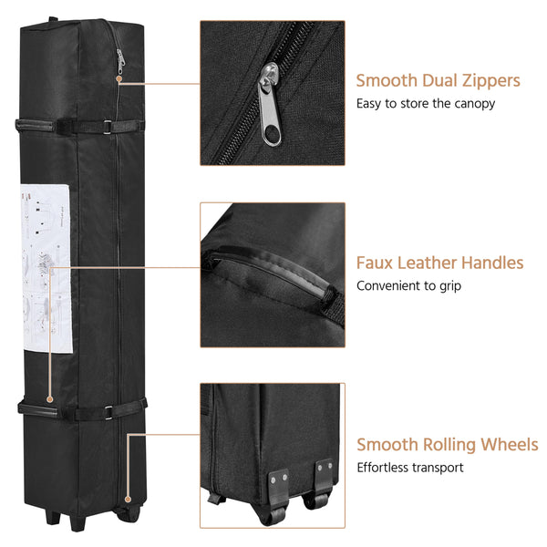 Yaheetech Pop Up Gazebo, 3x3m Easy One Person Setup Instant Shelter, Waterproof Garden Patio Canopy with 4 Sandbags, 4 Ropes & 8 Stakes, Wheeled Bag, Steel Frame, Adjustable Height - Beige