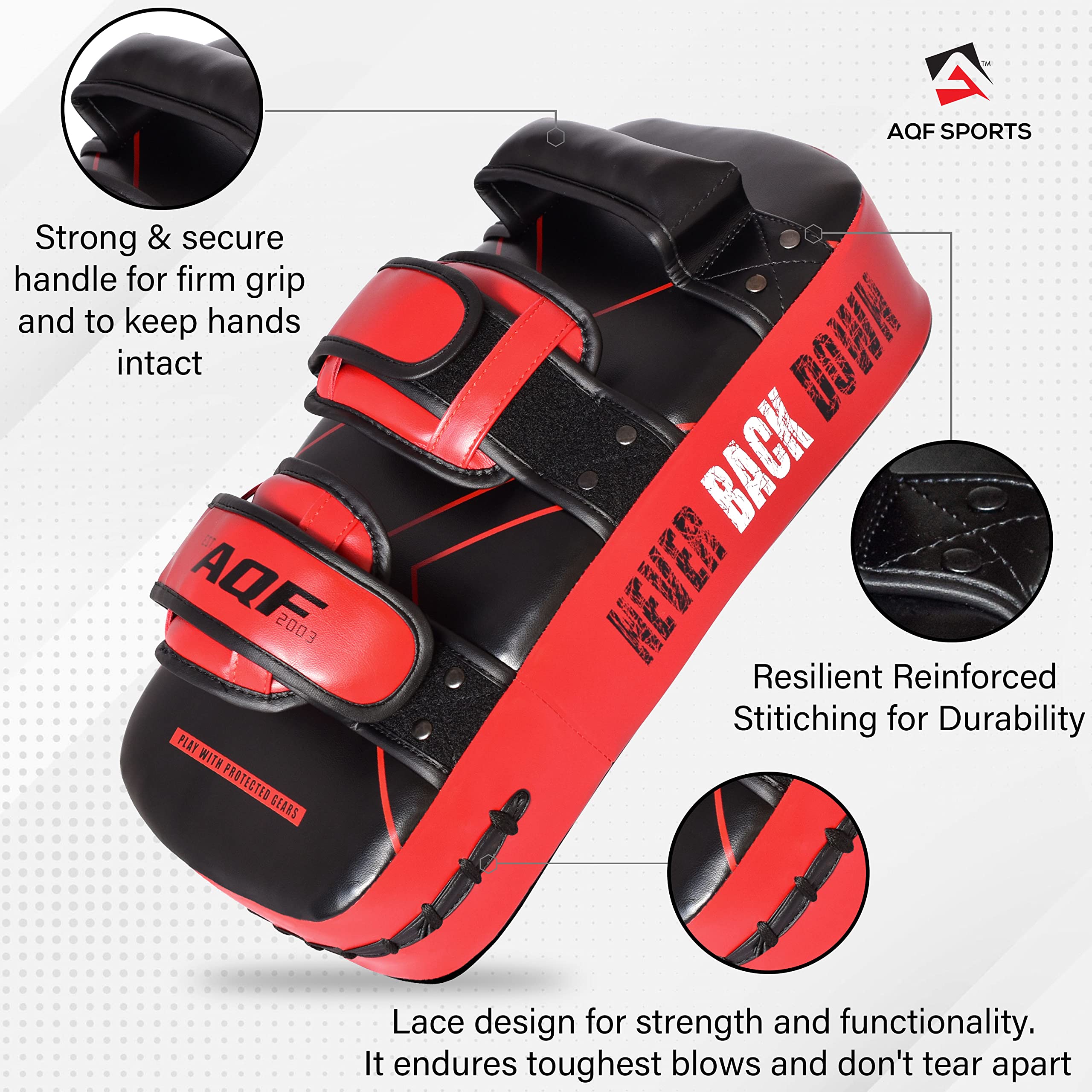 AQF Thai Kick Boxing Strike Curved Arm Pad MMA Focus Punch Shield Mitt - PRO Curved Pads Boxing Karate Training Equipment Muay Thai Hook & Jab Arm
