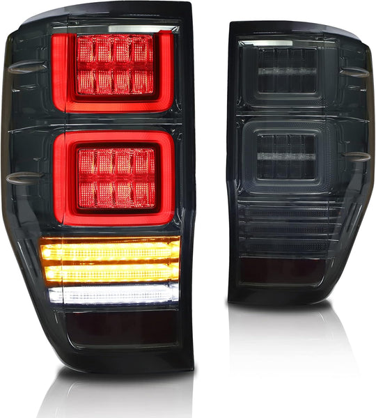 VLAND LED Tail Lights for Ranger T6 T7 T8 XL XLT Wildtrak 2012-2018 Rear Lights Lamp Assembly with Sequential Indicator (12-18 Somked)