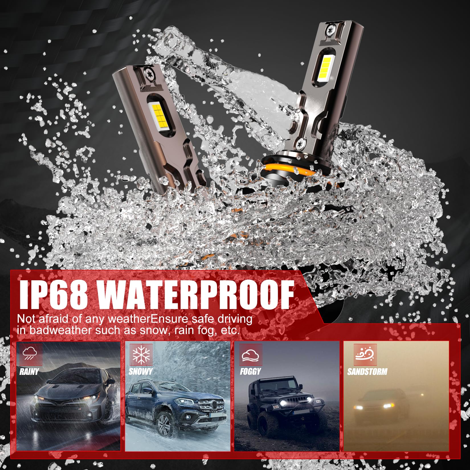 WAIXINGREN H4 Led Headlight Bulbs, 6500K Cool White, 60W 26000LM H4 Headlight Bulbs led with Fan, No Adapter Required, Plug and Play Easy Installation, Pack of 2 (H4/9003/HB2)