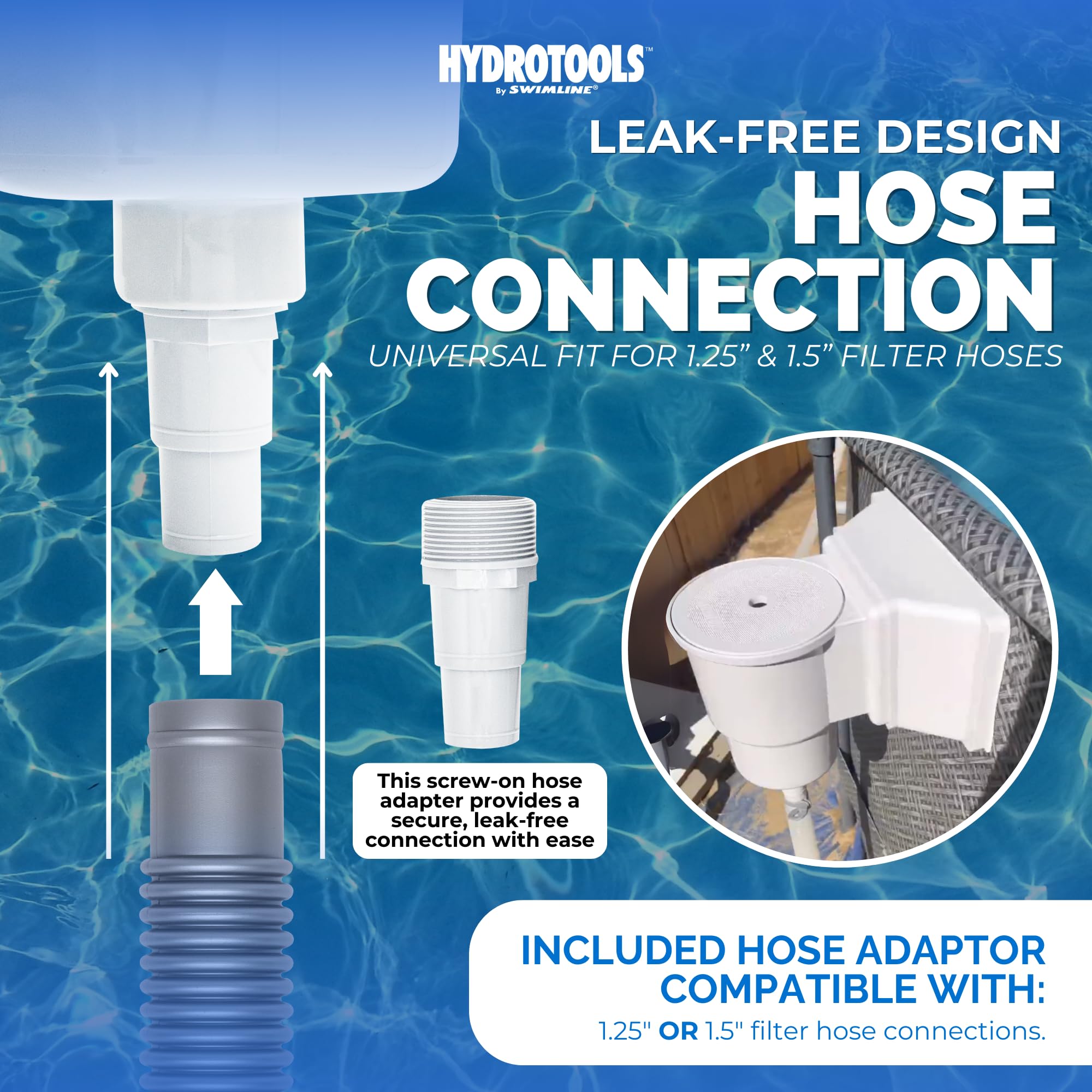 Hydro Tools 8939 Wide Mouth ABS Thru-Wall Pool Skimmer