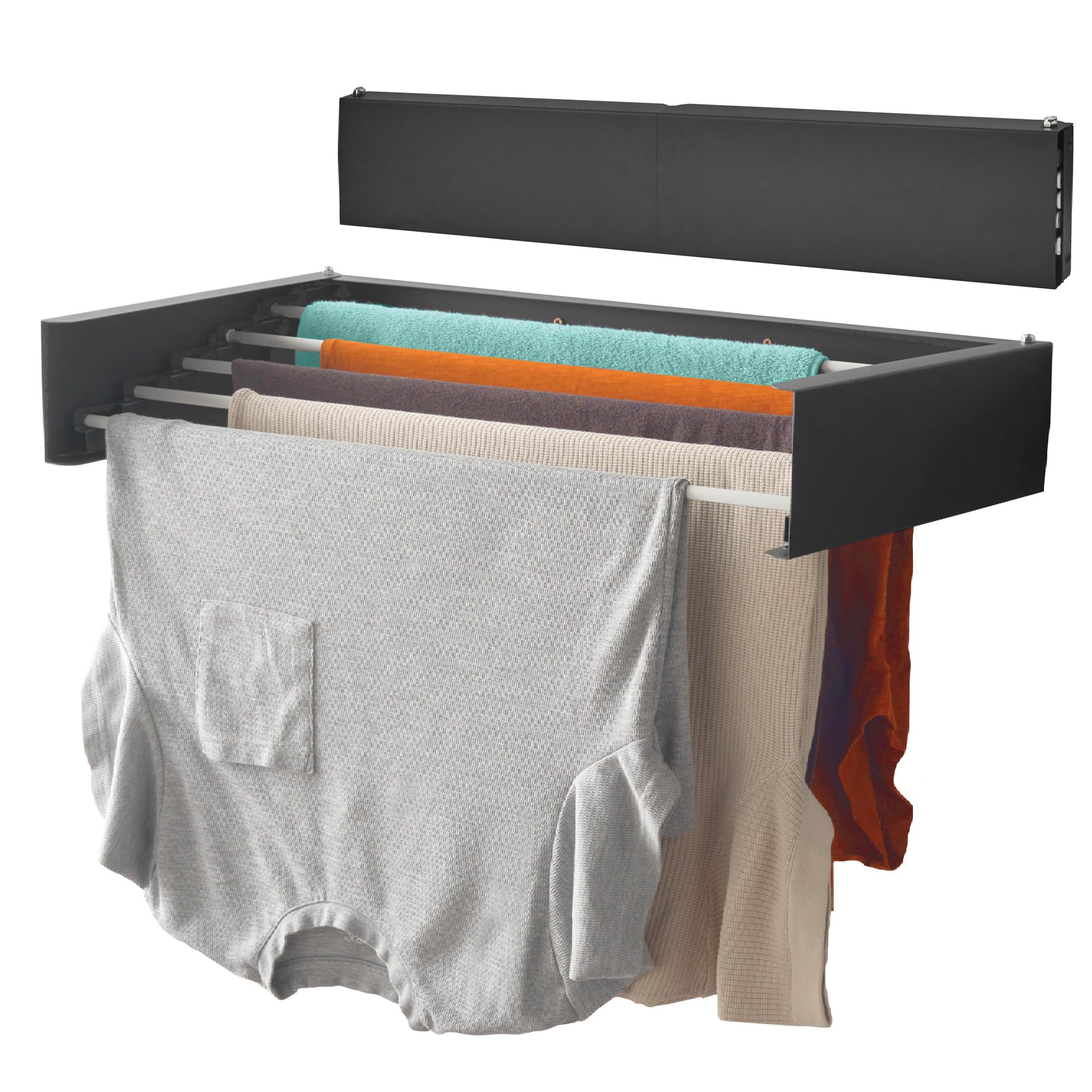 OurHouse Wall Mounted Clothes Airer, Indoor & Outdoor Retractable Clothes Drying Rack, Weatherproof, Foldaway, 3.5m Drying Space and 20kg of laundry,