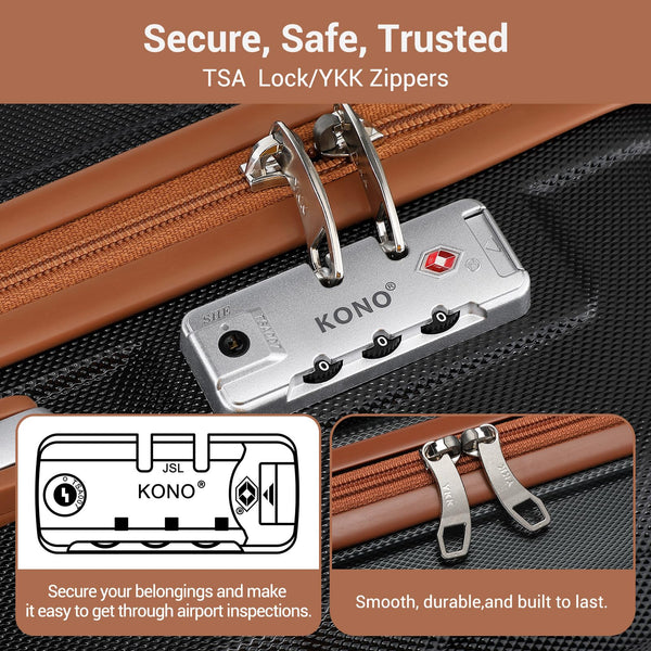 Kono Fashion Hand Luggage Lightweight ABS Hard Shell Trolley Travel Suitcase