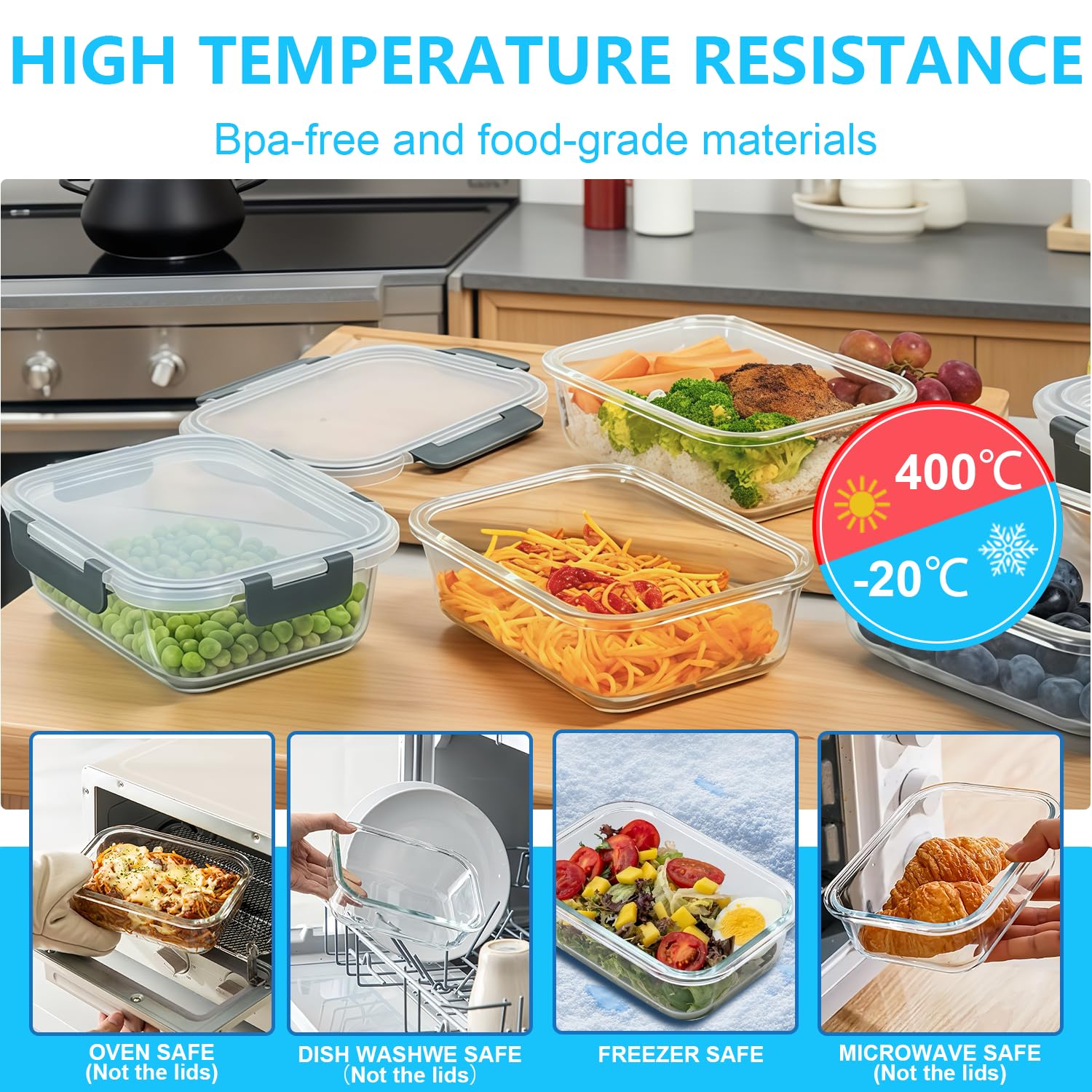 KUMD 50-Piece Airtight Food Storage Containers with Lids | Leakproof, BPA-Free, 25 Containers+ 25 Lids, Stackable & Microwave Safe Kitchen Organisers for Pantry, Meal Prep & Freezer Use, 40ml-2.5L