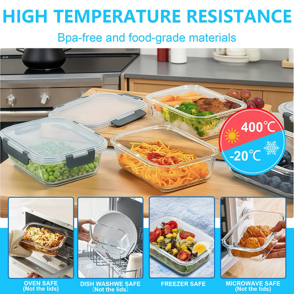 KUMD 50-Piece Airtight Food Storage Containers with Lids | Leakproof, BPA-Free, 25 Containers+ 25 Lids, Stackable & Microwave Safe Kitchen Organisers for Pantry, Meal Prep & Freezer Use, 40ml-2.5L