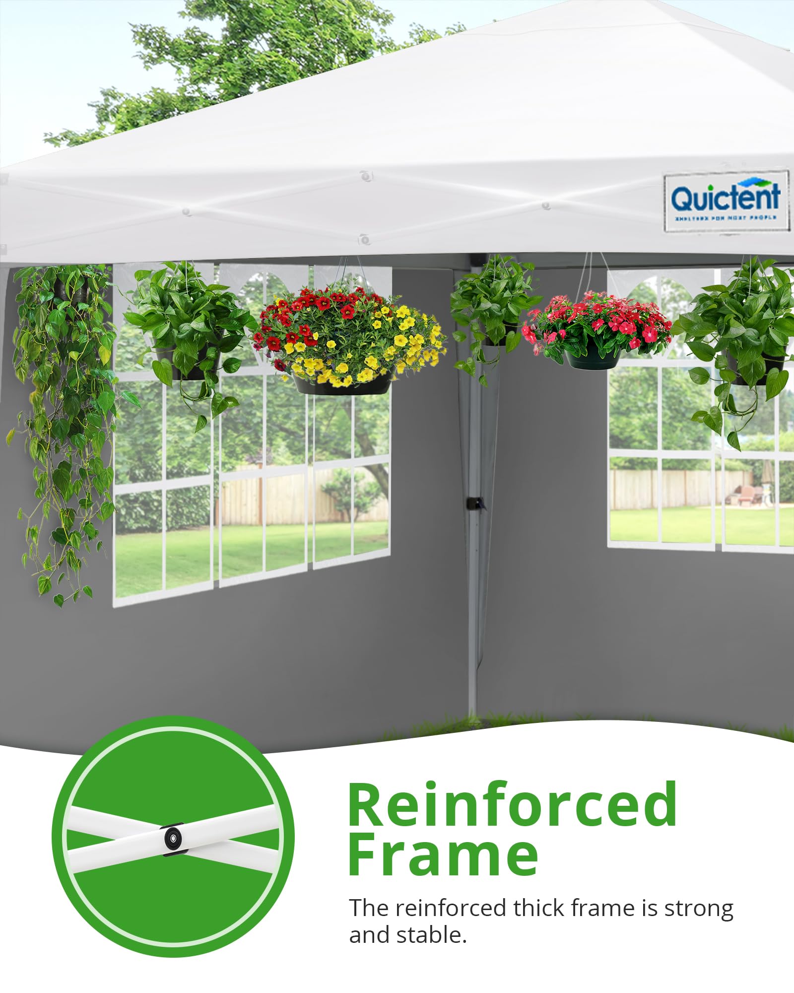Quictent Pop Up Canopy Gazebo with Removable Sidewalls, Adjustable Height Event Shelter, 3x3m (10x10ft) Portable Tent for Garden Party, Camping, White