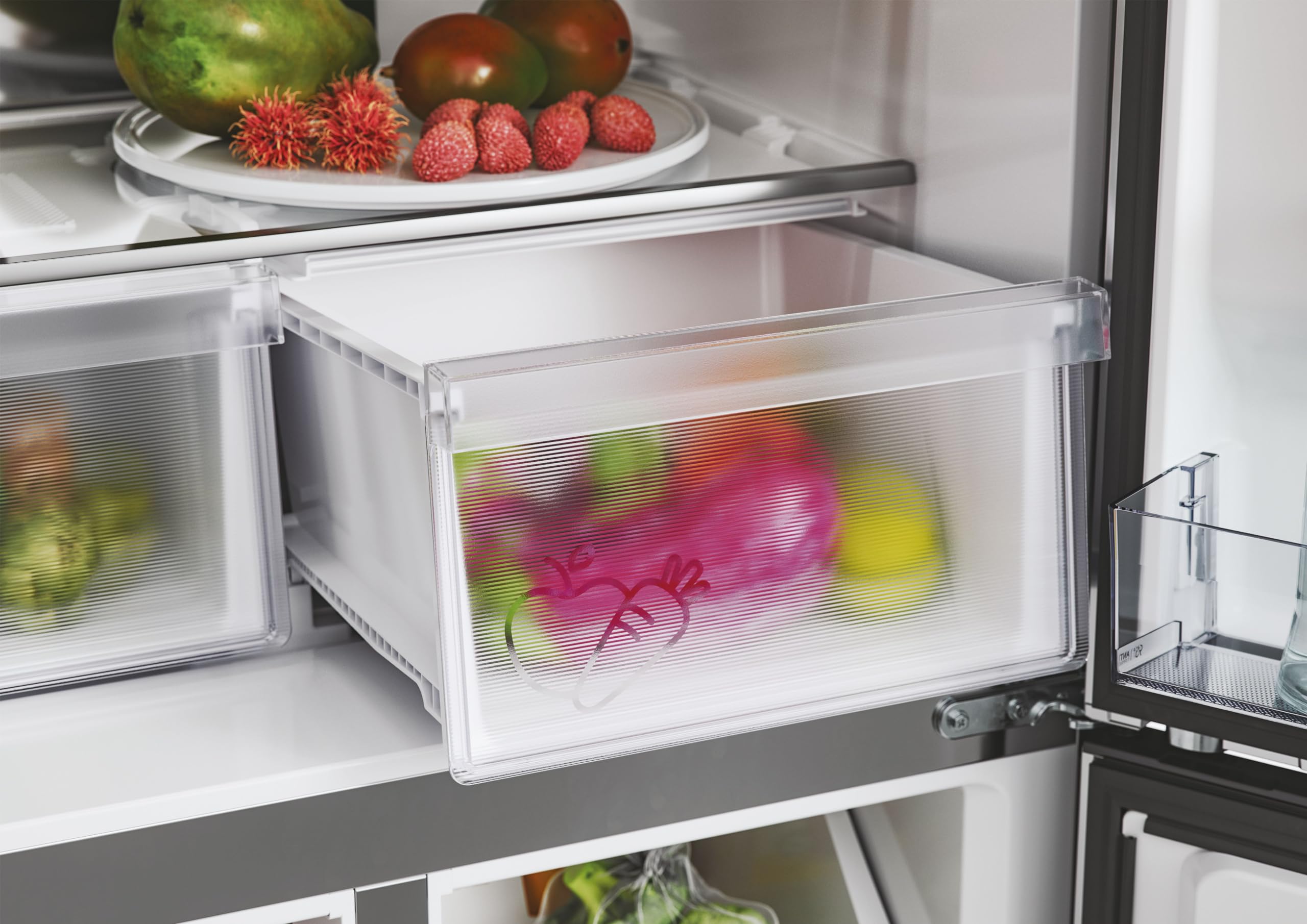 Hoover Free Standing Cube Fridge Freezer, 4 Doors, No Frost, E Class, 463L Total Capacity, Non Plumbed, Silver 83x65x181cm - HHCR3818EWPL