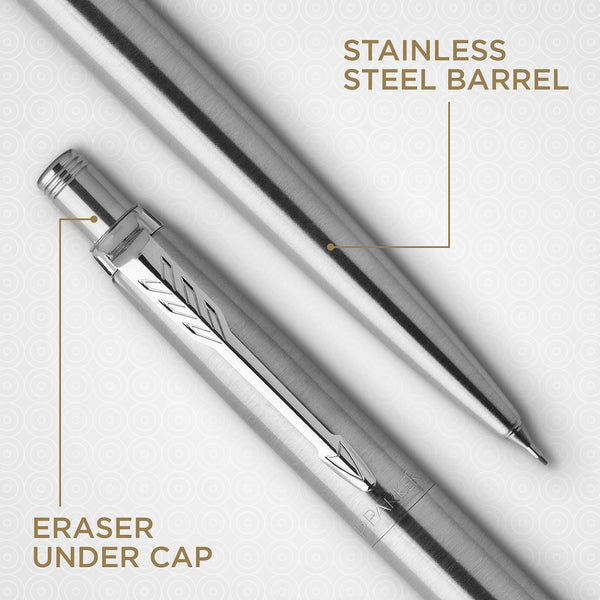 Parker Jotter Ballpoint Pen | Stainless Steel with Chrome Trim | Medium Point | Handwriting Pens & Stationery Supplies | Blue Ink | Gift Box