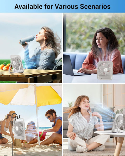 WHATOOK Mini Desk Fan USB: 2000mAh Rechargeable Ultra Quiet 1-100 Speeds Desktop Fans with LED Display, 3-10H Runtime, Child-Safe Grille Cooling Small Portable Table-Fan for Home, Office & Travel