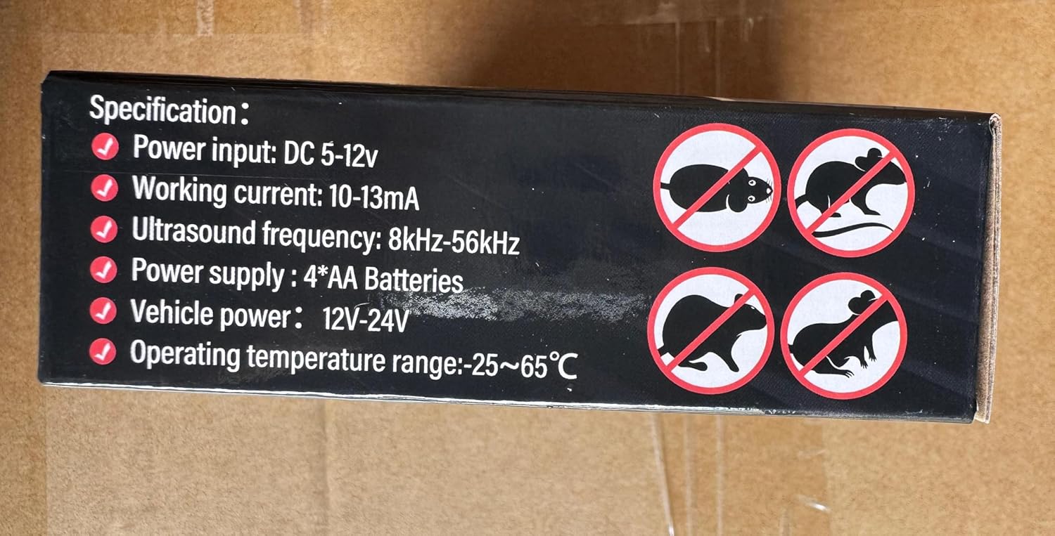 Rodent Repeller Ultrasonic Under Hood,Repeller to Keep Pine Martens,Anti-Martor Repellent,Pest Mouse Repeller for Car,Garage,Warehouse,Rat Rodent Pest Animal Deterrent for Vehicle Protection Indoor