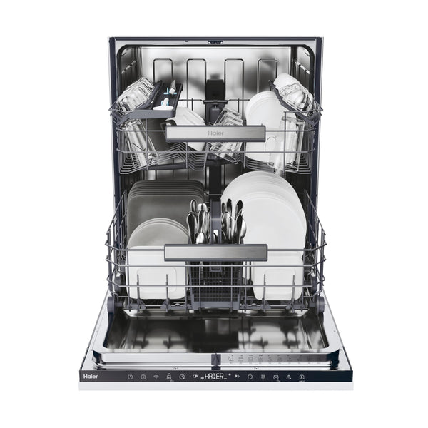 Haier XI1C3TB2FB-80 I-Pro Shine Series 4 Integrated Dishwasher, 11 place Setting, Black Bezel, C Rated