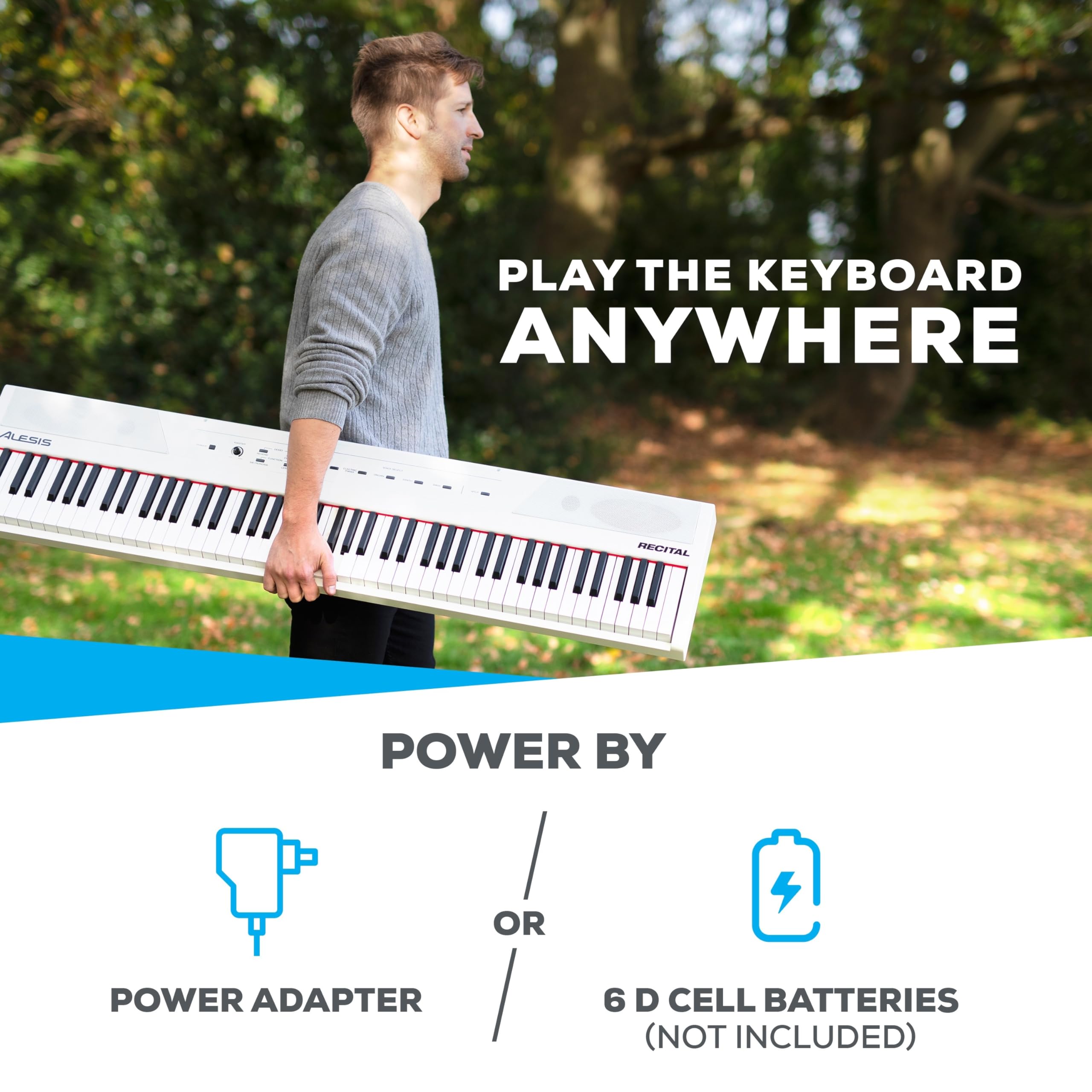 Alesis Recital 88 Key Digital Piano Keyboard with Semi Weighted Keys, Built-In Speakers and Piano Lessons