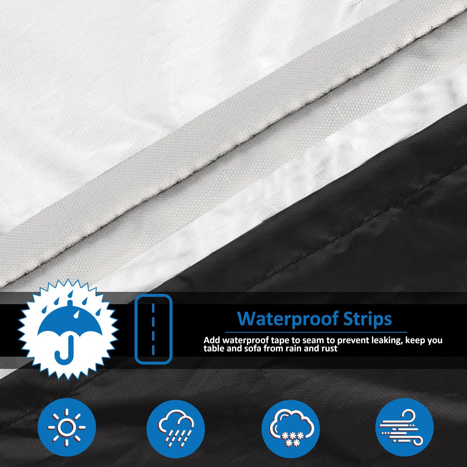 Wanocean Garden Furniture set Covers, Outdoor Patio Furniture Cover Waterproof 420D Oxford Anti-UV Tear-Resistant Rectangular Rattan Furniture Covers