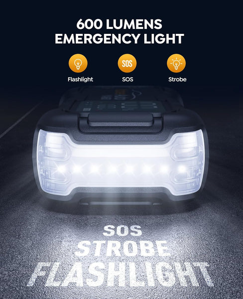 Jump Starter Power Pack 6000A 26800mAh YaberAuto Car Battery Booster, Portable Car Jump Starter Power Bank (for All Gas/12L Diesel) with Heavy-duty Jump Leads, 65W Fast Charging, 600 Lumens Light