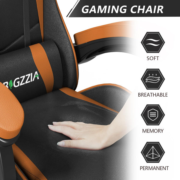 Racingreat Gaming Chair with Led Lights, Video Game Chair, Ergonomic RGB Gaming Chair for Adults, Height Adjustable Reclining Computer Chair with Headrest and Lumbar Support (With RGB, Black)