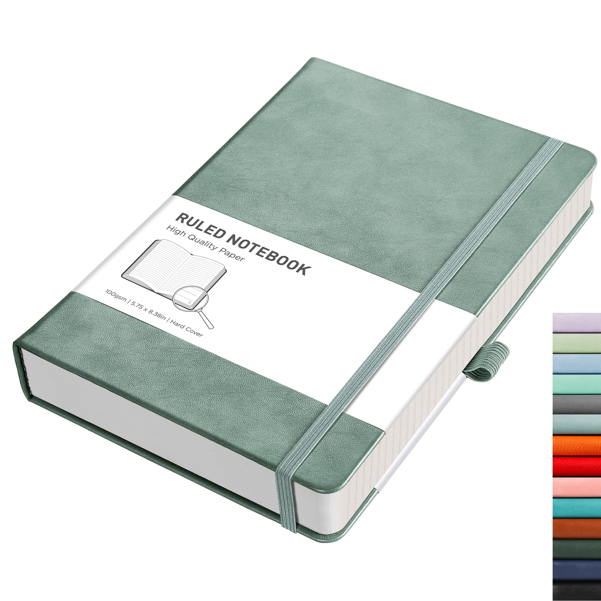 RETTACY Lined Journal Notebook - A5 Note Book Hardcover Thick Notepad 320 Numbered Pages for Writing,100gsm Lined Paper, Leather Hardcover, for Women Men Work Office School,14.5 x 21cm - Black