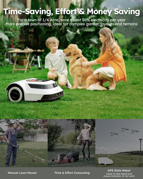 ANTHBOT Genie600 Robot Lawn Mower, Perimeter Wire Free, Full Band RTK+4-Eye Vision Robot Lawnmower, Recommended for 600 m², Max 800 m², Automatic Mapping, Accurate Obstacle Avoidance, APP Control
