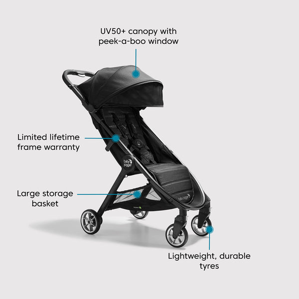 Baby Jogger City Tour 2 Travel Stroller | Ultra-Lightweight, Foldable & Compact Pushchair Buggy | Shadow Grey