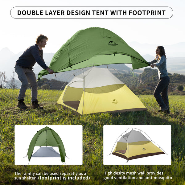 Naturehike Cloud up 2 Camping Tent 2 Man Backpacking Tent 3-4 Season Wild Country Tent Lightweight Dome Tent