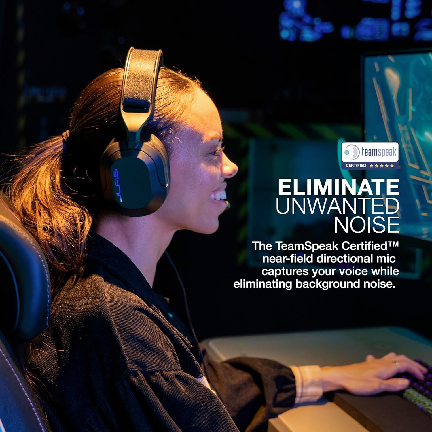 JLab Nightfall Over Ear Wired Gaming Headset - 3.5mm Jack Gaming Headset with Mic for PC/Xbox/ PS5/ PS4/ Nintendo Switch - 50mm Driver, Cloud Foam Cushions & Sound Isolating Inner Shelf