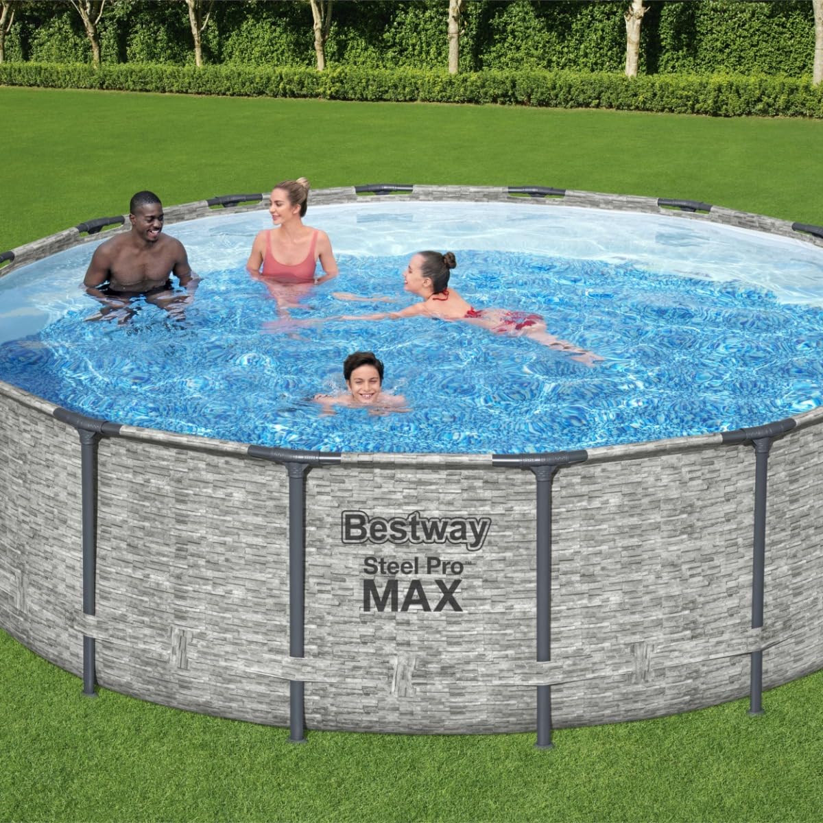 Bestway Steel Pro Max | Round Frame Swimming Pool with Filter Pump, Above Ground Frame Pools, Grey, 18ft