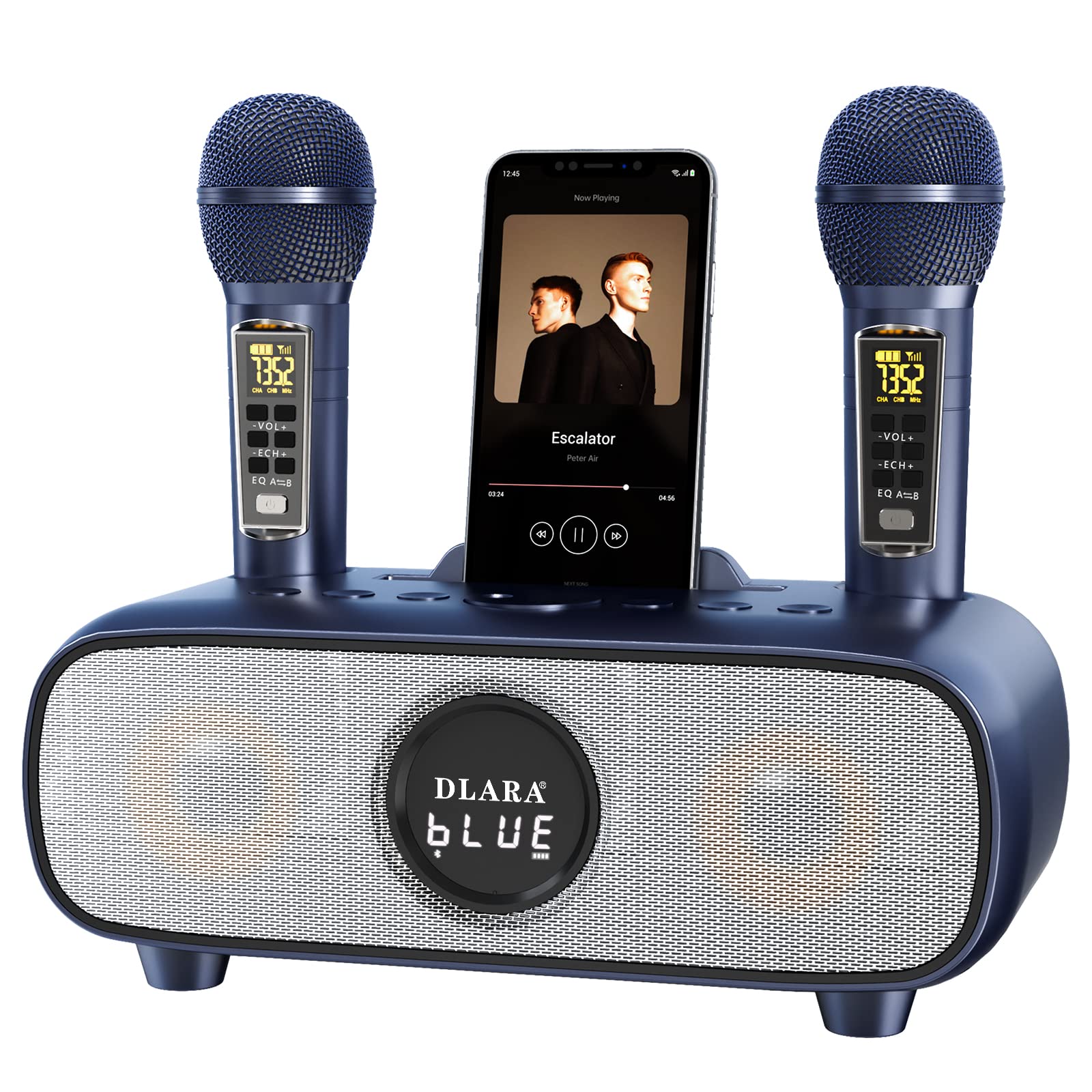 Upgrade Karaoke Machine for Adults and Kids,Portable Bluetooth 2 UHF Wireless Karaoke Microphone with Holder/USB/TF Card/AUX-in,PA Speaker System for Home Party, Picnic,Car,Outdoor/Indoor-Grey