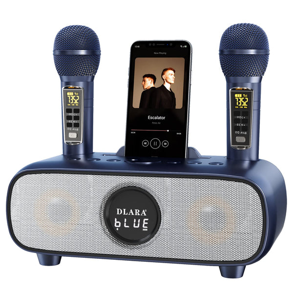 Upgrade Karaoke Machine for Adults and Kids,Portable Bluetooth 2 UHF Wireless Karaoke Microphone with Holder/USB/TF Card/AUX-in,PA Speaker System for Home Party, Picnic,Car,Outdoor/Indoor-Grey