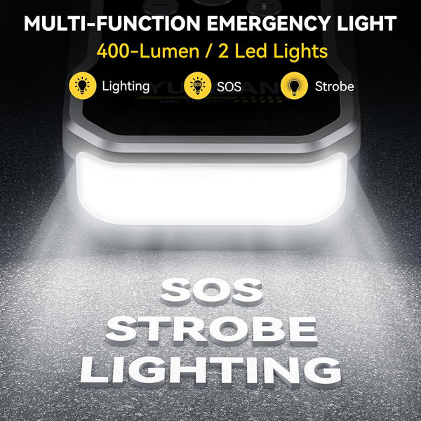 Jump Starter Power Pack with Air Compressor, 7000A 150PSI Portable Car Battery Booster (All Petrol/10L Diesel), 12V Car Jump Starter Power Bank with Jump Leads, LCD Screen, 2 LED Light