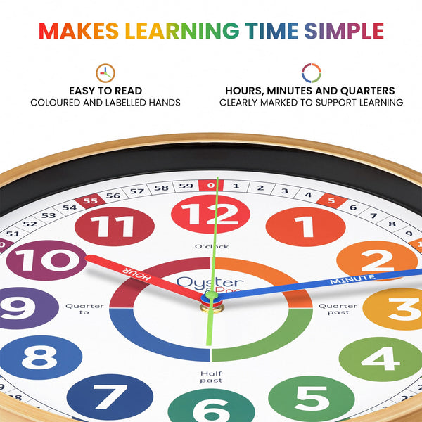 Classroom Clock - 14 Inch Extra Large Learning Clock for Kids - Silent Teaching Time Kids Wall Clock - Analog Clock for Kids Room Decor - Perfect