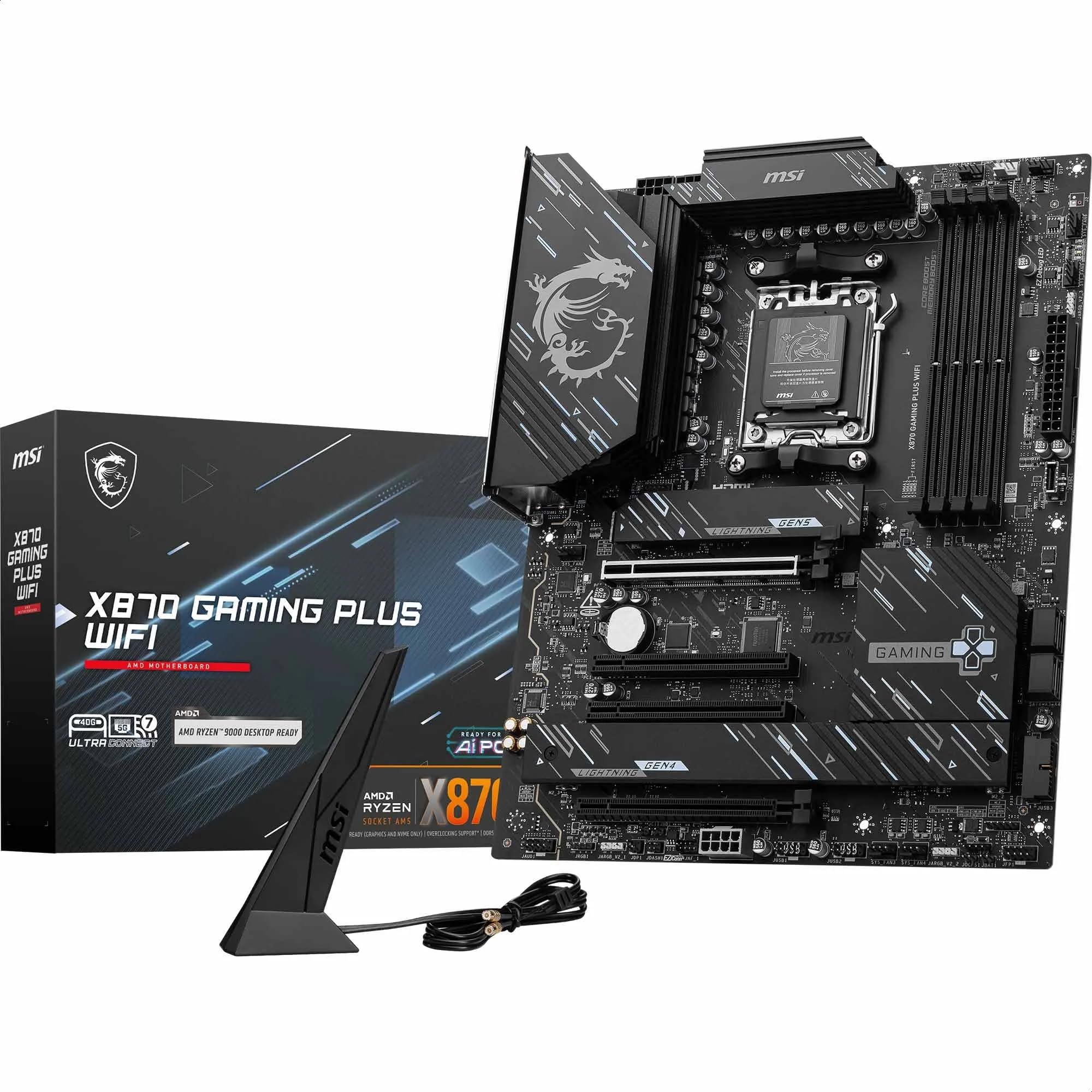 MSI X670E GAMING PLUS WIFI Motherboard, ATX - Supports AMD Ryzen 9000 / 8000 / 7000 Series Processors, AM5 - 80A SPS VRM, DDR5 Memory Boost 7800+ MHz/OC, PCIe 5.0 x16, M.2 Gen5, Wi-Fi 6E