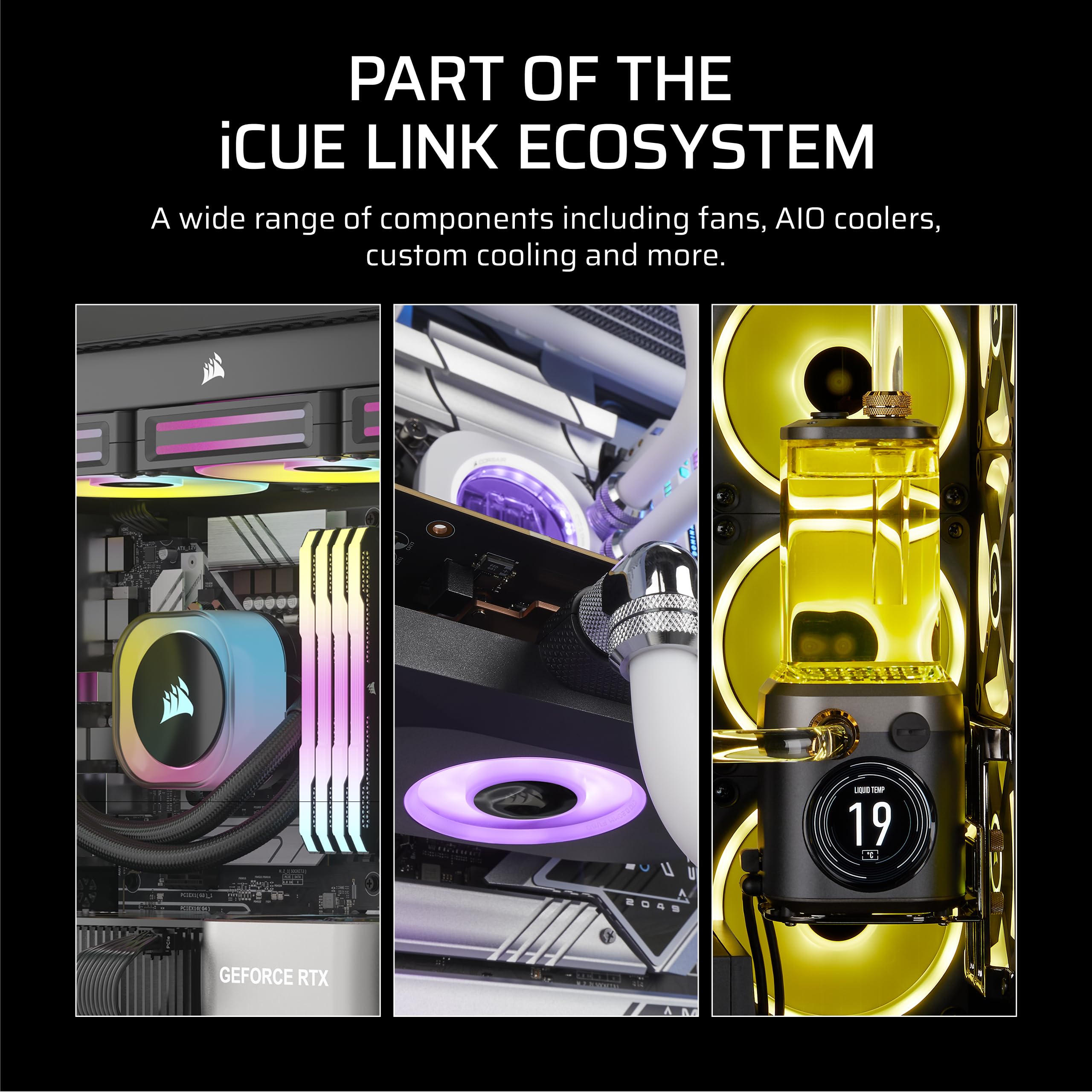 CORSAIR iCUE LINK RX120 MAX RGB 120mm PWM Thick Fans with iCUE LINK System Hub – High-Static Pressure – Magnetic Dome Bearing – Triple Pack – White